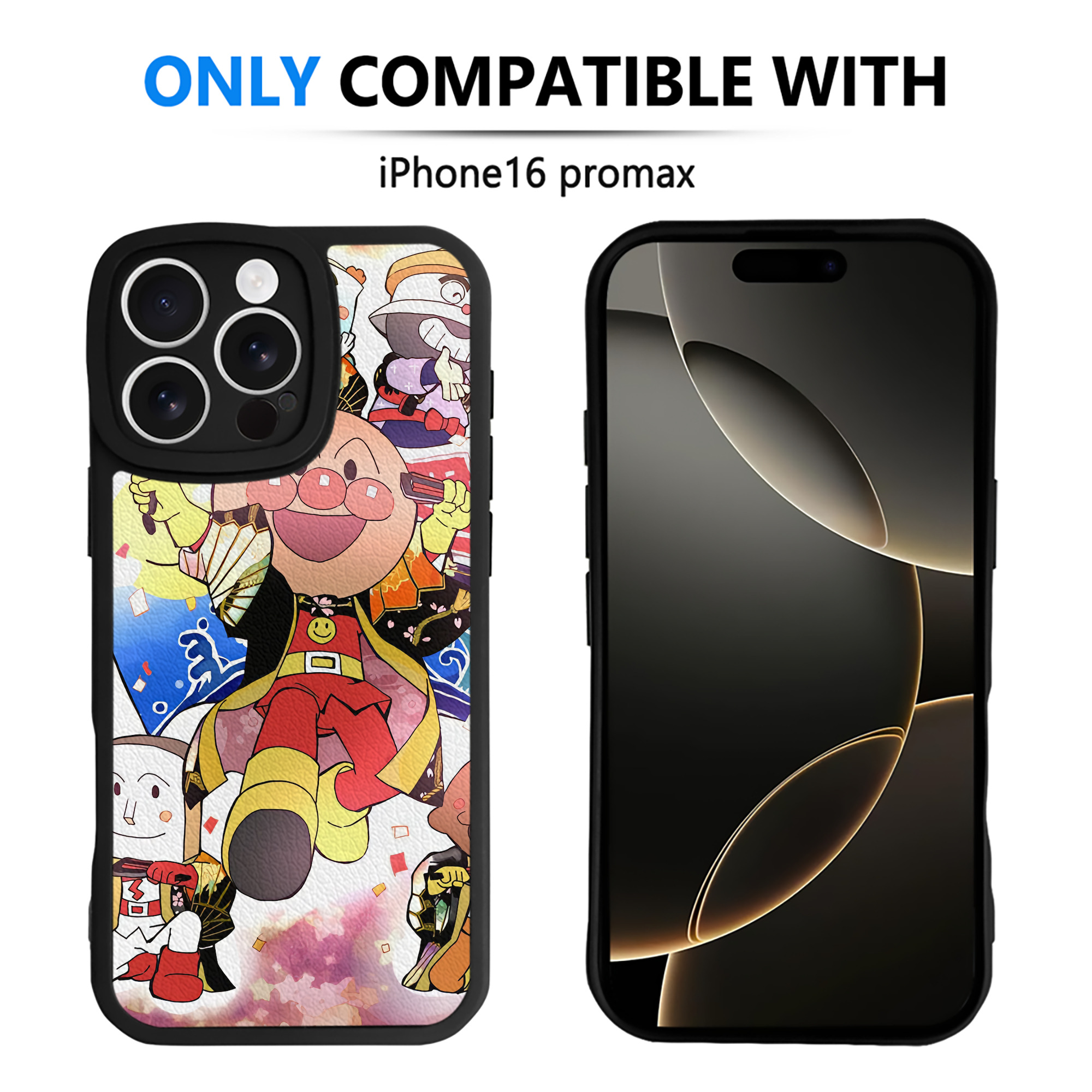 （画像用） アンパンマン Anpanman 【iPhone 16シリーズ対応】シリコンスマホケース（レザー調） 材質：シリコン